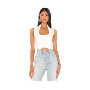 Revolve Superdown Frasier Top in White Fitted Vest Tank Top Size XL